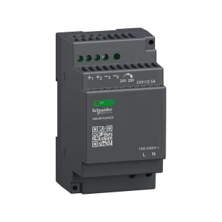 Schneider Electric ABLM1A24025, Phaseo ABL7, 60 W, 2.5 Amper, 24 Volt DC, Ray Tipi Güç Kaynağı, Monofaze 100-240 Volt AC Giriş Gerilimi