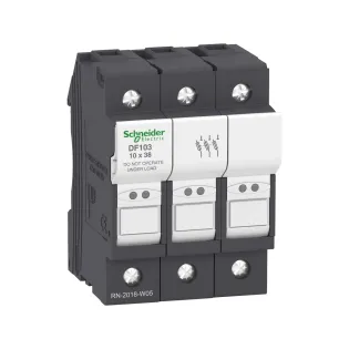Schneider Electric DF103, TeSys DF, 32 Amper, 3 Kutuplu, Kartuş Sigorta Yuvası, 10x38mm Sigortalar için
