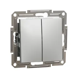 Schneider Electric EPH1100161, Asfora Plus, Alüminyum, İkili Liht Anahtarı, Çerçevesiz