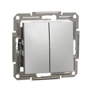 Schneider Electric EPH1100161, Asfora Plus, Alüminyum, İkili Liht Anahtarı, Çerçevesiz