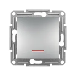Schneider Electric EPH1600161, Asfora Plus, Alüminyum, Liht Anahtarı, Işıklı, Çerçeveli