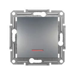 Schneider Electric EPH1600162, Asfora Plus, Çelik, Liht Anahtarı, Işıklı, Çerçeveli