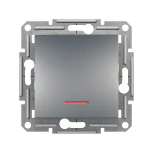 Schneider Electric EPH1600162, Asfora Plus, Çelik, Liht Anahtarı, Işıklı, Çerçeveli