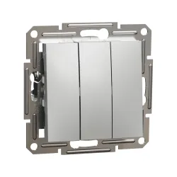 Schneider Electric EPH2100161, Asfora Plus, Alüminyum, Üçlü Anahtar, Çerçevesiz