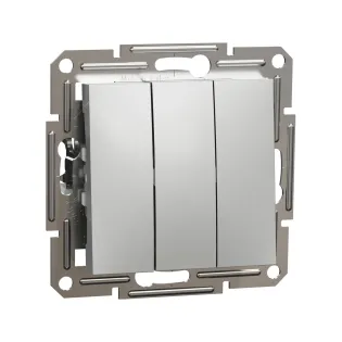 Schneider Electric EPH2100161, Asfora Plus, Alüminyum, Üçlü Anahtar, Çerçevesiz