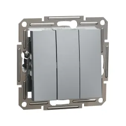 Schneider Electric EPH2100162, Asfora Plus, Çelik, Üçlü Anahtar, Çerçevesiz