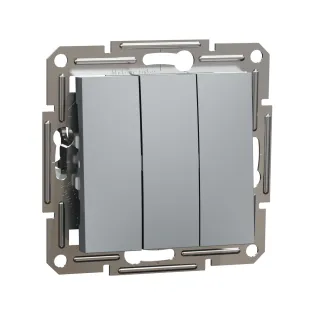 Schneider Electric EPH2100162, Asfora Plus, Çelik, Üçlü Anahtar, Çerçevesiz