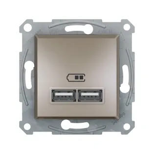 Schneider Electric EPH2700269, Asfora Plus, Bronz, USB Prizi, 2.1 Amper, İkili, Type A, Çerçeveli