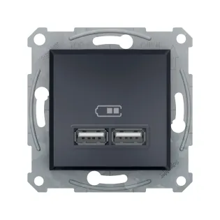 Schneider Electric EPH2700271, Asfora Plus, Antrasit, USB Prizi, 2.1 Amper, İkili, Type A, Çerçeveli