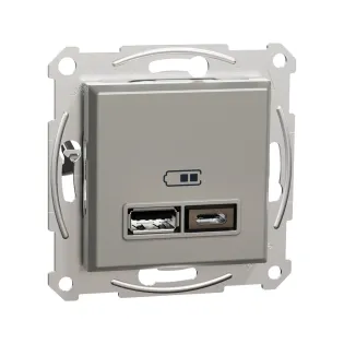 Schneider Electric EPH2700369, Asfora Plus, Bronz, USB Prizi, 2.4 Amper, İkili, Type A ve C, Çerçeveli