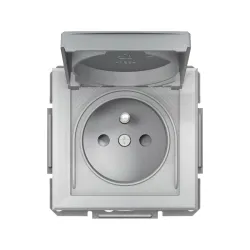 Schneider Electric EPH2800661, Asfora Plus, Alüminyum, UPS Priz, Çocuk Korumalı, Kapaklı, IP44, Çerçeveli