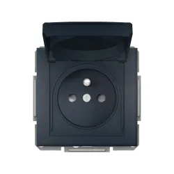 Schneider Electric EPH2800671, Asfora Plus, Antrasit, UPS Priz, Çocuk Korumalı, Kapaklı, IP44, Çerçeveli