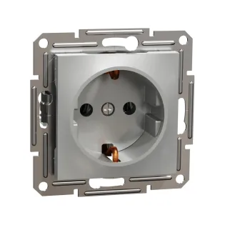 Schneider Electric EPH2900161, Asfora Plus, Alüminyum, Topraklı Priz, Çerçevesiz