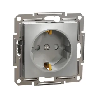 Schneider Electric EPH2900261, Asfora Plus, Alüminyum, Topraklı Priz, Çocuk Korumalı, Çerçevesiz