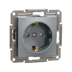 Schneider Electric EPH2900262, Asfora Plus, Çelik, Topraklı Priz, Çocuk Korumalı, Çerçevesiz