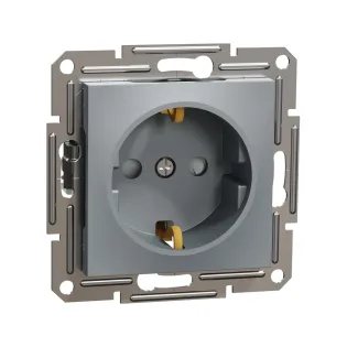 Schneider Electric EPH2900262, Asfora Plus, Çelik, Topraklı Priz, Çocuk Korumalı, Çerçevesiz