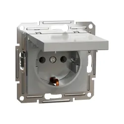 Schneider Electric EPH3100161, Asfora Plus, Alüminyum, Topraklı Priz, Kapaklı, Çerçevesiz
