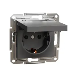 Schneider Electric EPH3100171, Asfora Plus, Antrasit, Topraklı Priz, Kapaklı, Çerçevesiz