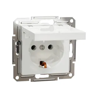 Schneider Electric EPH3170121, Asfora, Beyaz, Topraklı Priz, Kapaklı, Çerçevesiz