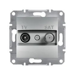 Schneider Electric EPH3400161, Asfora Plus, Alüminyum, TV ve SAT Prizi, Sonlu, F Tipi, İkili, Çerçevesiz