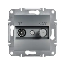 Schneider Electric EPH3400162, Asfora Plus, Çelik, TV ve SAT Prizi, Sonlu, F Tipi, İkili, Çerçevesiz