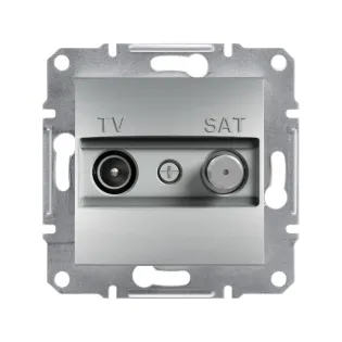 Schneider Electric EPH3400361, Asfora Plus, Alüminyum, TV ve SAT Prizi, Geçişli, 8dB, F Tipi, İkili, Çerçevesiz