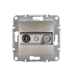 Schneider Electric EPH3400369, Asfora Plus, Bronz, TV ve SAT Prizi, Geçişli, 8dB, F Tipi, İkili, Çerçevesiz