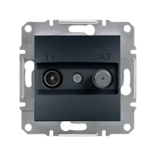 Schneider Electric EPH3400371, Asfora Plus, Antrasit, TV ve SAT Prizi, Geçişli, 8dB, F Tipi, İkili, Çerçevesiz