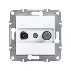 Schneider Electric EPH3470321, Asfora, Beyaz, TV ve SAT Prizi, Geçişli, 8dB, F Tipi, İkili, Çerçevesiz
