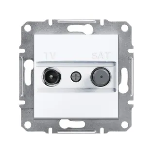 Schneider Electric EPH3470321, Asfora, Beyaz, TV ve SAT Prizi, Geçişli, 8dB, F Tipi, İkili, Çerçevesiz