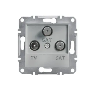 Schneider Electric EPH3600161, Asfora Plus, Alüminyum, TV ve SAT-SAT Prizi, Sonlu, Üçlü, Çerçevesiz
