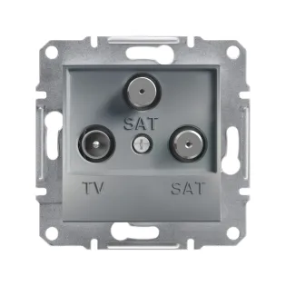 Schneider Electric EPH3600162, Asfora Plus, Çelik, TV ve SAT-SAT Prizi, Sonlu, Üçlü, Çerçevesiz