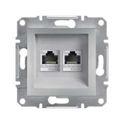 Schneider Electric EPH4400161-02, Asfora Plus, Alüminyum, Data İnternet Prizi, RJ45, Konnektörsüz, İkili, Çerçevesiz
