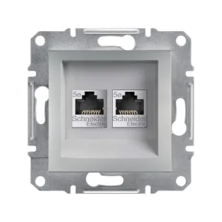 Schneider Electric EPH4400161-02, Asfora Plus, Alüminyum, Data İnternet Prizi, RJ45, Konnektörsüz, İkili, Çerçevesiz