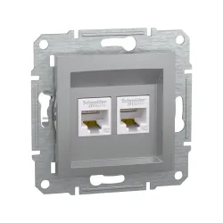 Schneider Electric EPH4400161, Asfora Plus, Alüminyum, Data İnternet Prizi, RJ45, CAT 5e-UTP, İkili, Çerçevesiz