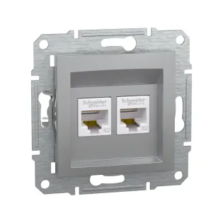 Schneider Electric EPH4400161, Asfora Plus, Alüminyum, Data İnternet Prizi, RJ45, CAT 5e-UTP, İkili, Çerçevesiz