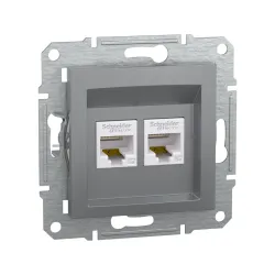 Schneider Electric EPH4400162, Asfora Plus, Çelik, Data İnternet Prizi, RJ45, CAT 5e-UTP, İkili, Çerçevesiz