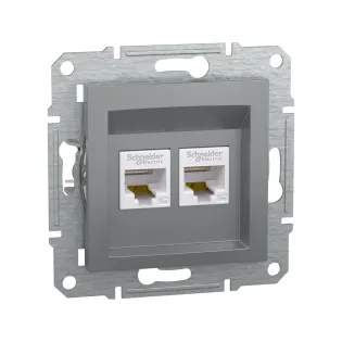 Schneider Electric EPH4400162, Asfora Plus, Çelik, Data İnternet Prizi, RJ45, CAT 5e-UTP, İkili, Çerçevesiz