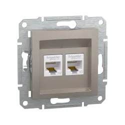 Schneider Electric EPH4400169, Asfora Plus, Bronz, Data İnternet Prizi, RJ45, CAT 5e-UTP, İkili, Çerçevesiz