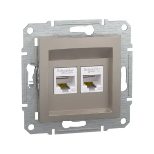 Schneider Electric EPH4400169, Asfora Plus, Bronz, Data İnternet Prizi, RJ45, CAT 5e-UTP, İkili, Çerçevesiz