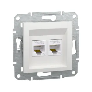 Schneider Electric EPH4470121, Asfora, Beyaz, Data İnternet Prizi, RJ45, CAT 5e-UTP, İkili, Çerçevesiz