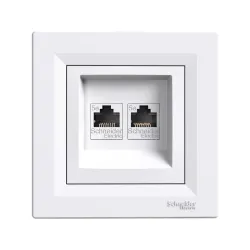 Schneider Electric EPH4470521, Asfora, Beyaz, Data İnternet Prizi, RJ45, Konnektörsüz, İkili, Çerçevesiz