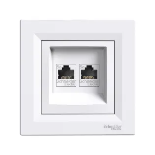 Schneider Electric EPH4470521, Asfora, Beyaz, Data İnternet Prizi, RJ45, Konnektörsüz, İkili, Çerçevesiz