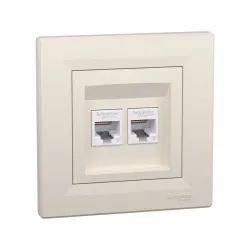 Schneider Electric EPH4800123, Asfora, Krem, Data İnternet Prizi, RJ45, CAT 6-UTP, İkili, Çerçeveli