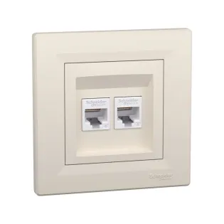 Schneider Electric EPH4800123, Asfora, Krem, Data İnternet Prizi, RJ45, CAT 6-UTP, İkili, Çerçeveli