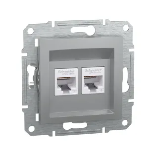 Schneider Electric EPH4800161, Asfora Plus, Alüminyum, Data İnternet Prizi, RJ45, CAT 6-UTP, İkili, Çerçevesiz