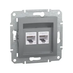Schneider Electric EPH4800162, Asfora Plus, Çelik, Data İnternet Prizi, RJ45, CAT 6-UTP, İkili, Çerçevesiz