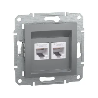 Schneider Electric EPH4800162, Asfora Plus, Çelik, Data İnternet Prizi, RJ45, CAT 6-UTP, İkili, Çerçevesiz