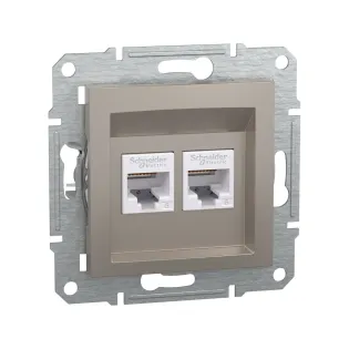 Schneider Electric EPH4800169, Asfora Plus, Bronz, Data İnternet Prizi, RJ45, CAT 6-UTP, İkili, Çerçevesiz