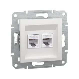 Schneider Electric EPH4870121, Asfora, Beyaz, Data İnternet Prizi, RJ45, CAT 6-UTP, İkili, Çerçevesiz